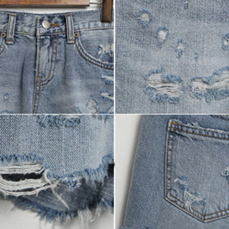 ランダムなカットオフ裾がおしゃれ♪ビンテージ感のあるダメージ加工デニムショートパ… | KawaiCat | 詳細画像8