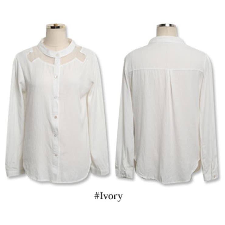 襟元シースルーが女性らしい♪すっきりとしたスタンドカラーのネックラインシースルー… | KawaiCat | 詳細画像7