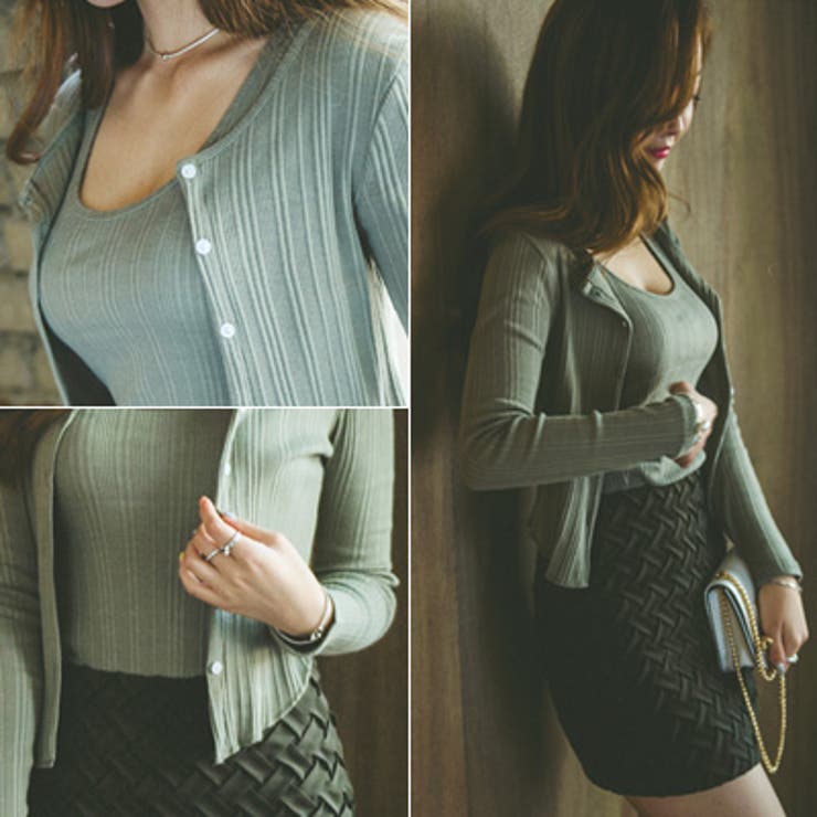 2点カーディガンセット♪リブ生地カーディガン+タンクトップ アンサンブルセット | KawaiCat | 詳細画像2 