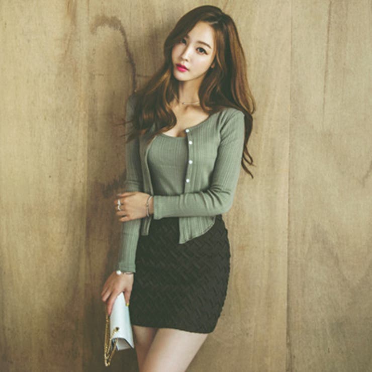 2点カーディガンセット♪リブ生地カーディガン+タンクトップ アンサンブルセット | KawaiCat | 詳細画像6 