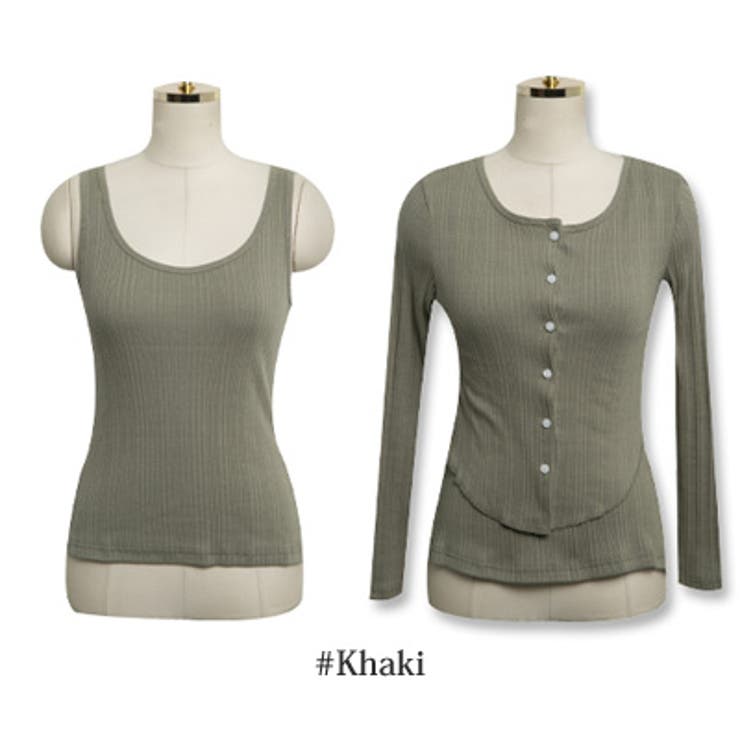 2点カーディガンセット♪リブ生地カーディガン+タンクトップ アンサンブルセット | KawaiCat | 詳細画像7 