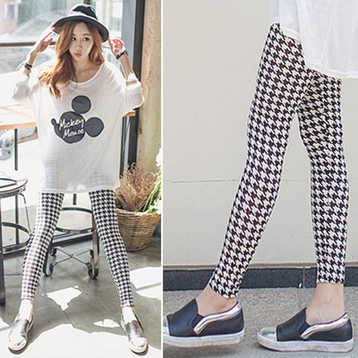 pt15199】秋冬にぴったり♪コーデのポイントになる千鳥格子柄10部丈