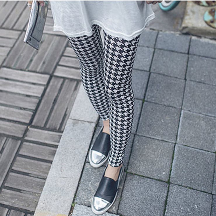 pt15199】秋冬にぴったり♪コーデのポイントになる千鳥格子柄10部丈