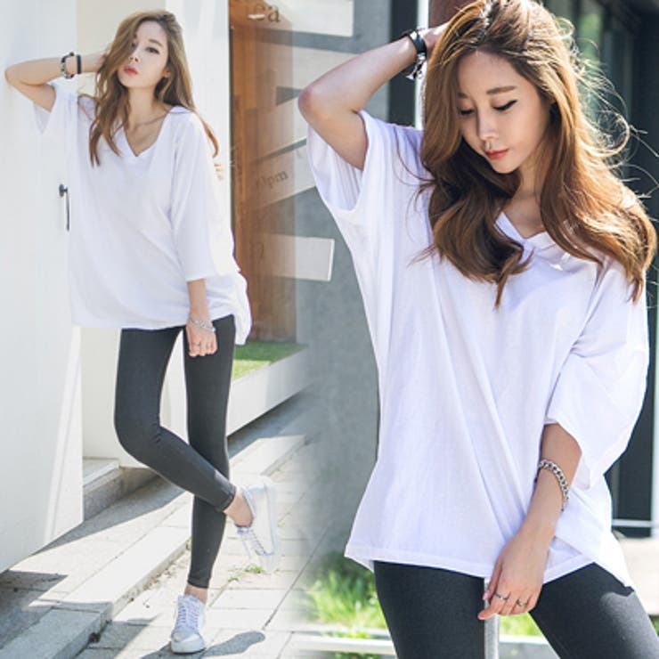 ルーズなシルエットで体型カバーしつつ華奢に見せれくれる♪前後Vネックルーズフィッ… | KawaiCat | 詳細画像3 