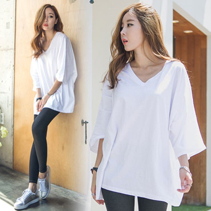 ルーズなシルエットで体型カバーしつつ華奢に見せれくれる♪前後Vネックルーズフィッ… | KawaiCat | 詳細画像6 