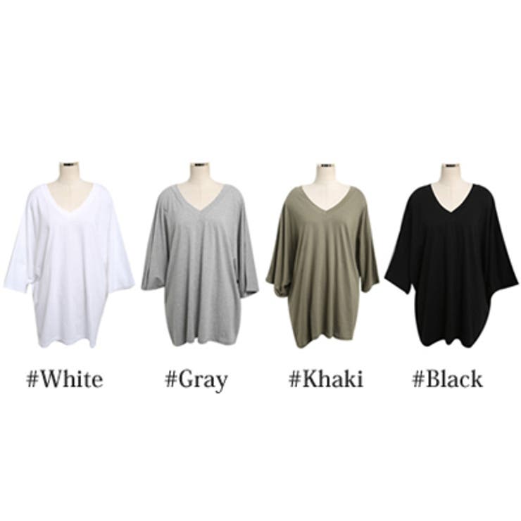 ルーズなシルエットで体型カバーしつつ華奢に見せれくれる♪前後Vネックルーズフィッ… | KawaiCat | 詳細画像7 