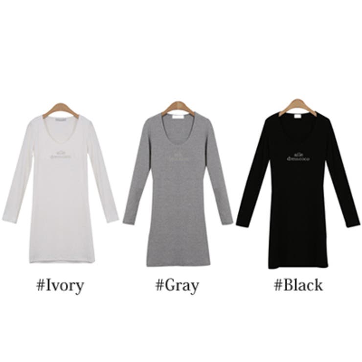 シンプルラインの長袖タイトワンピース♪深いネックラインがセクシーなシンプルセクシ… | KawaiCat | 詳細画像7