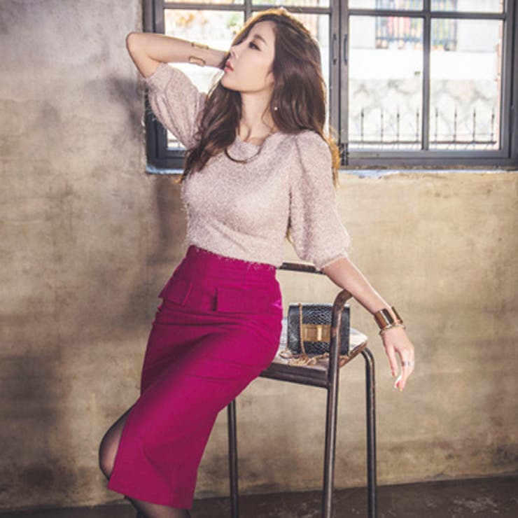 【超美品】MUSEネイビー スリット入りスカート タグ付き 超美品】MUSEネイビー スリット入りスカート タグ付き