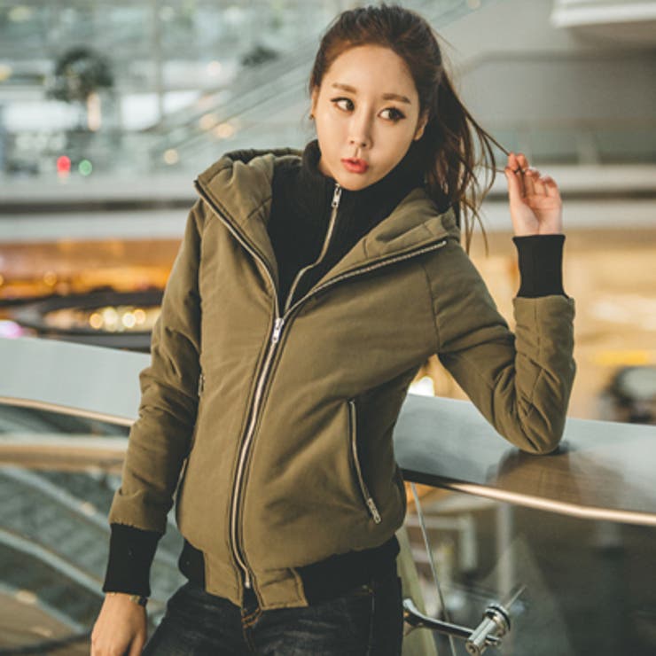 jk15942】スタイリッシュな重ね着風で首まで暖かい♪レイヤードフード