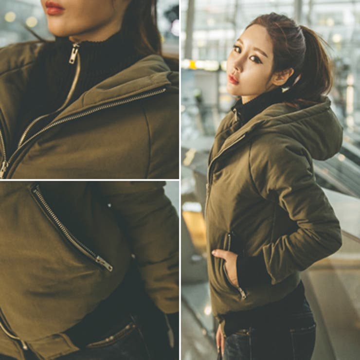 jk15942】スタイリッシュな重ね着風で首まで暖かい♪レイヤードフード