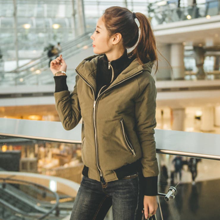 jk15942】スタイリッシュな重ね着風で首まで暖かい♪レイヤードフード