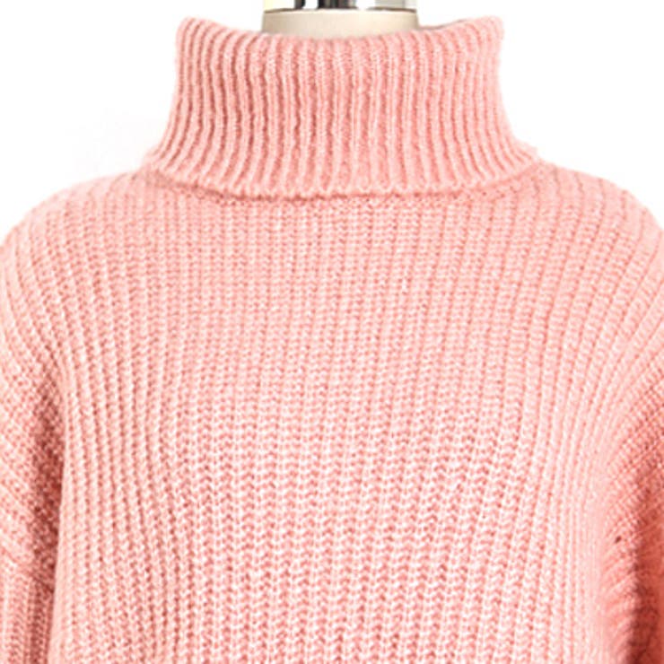 ルーズなフィット感でゆったり着られる♪タートルネック前スリットデザインリブニット… | KawaiCat | 詳細画像8 