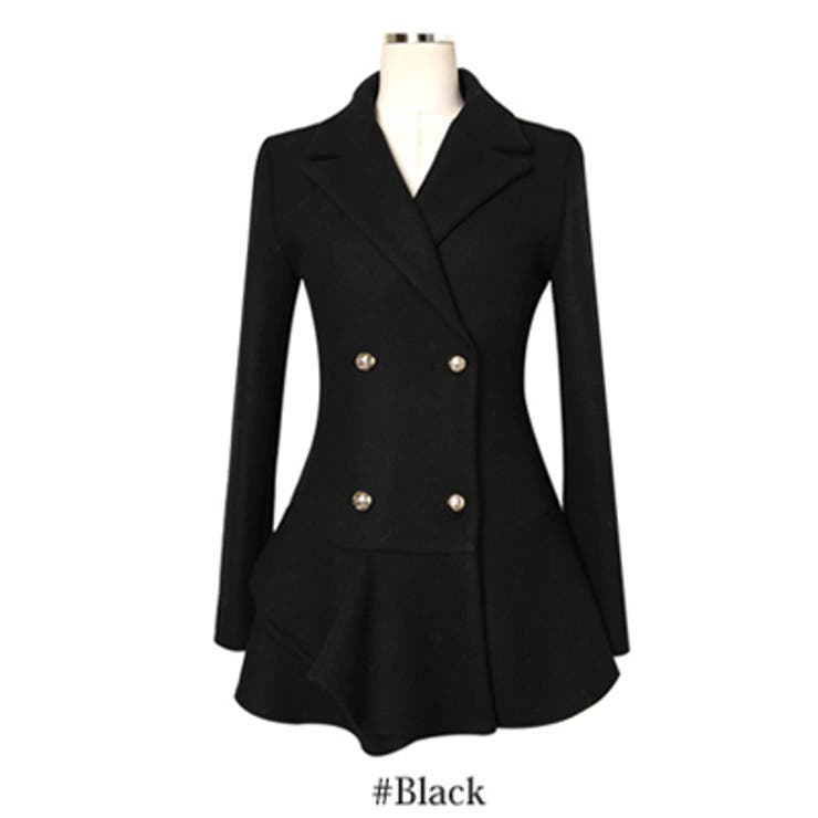 ウール素材で暖かいアイテム♪ウール素材のミディアム丈フリルデザインコート | KawaiCat | 詳細画像7