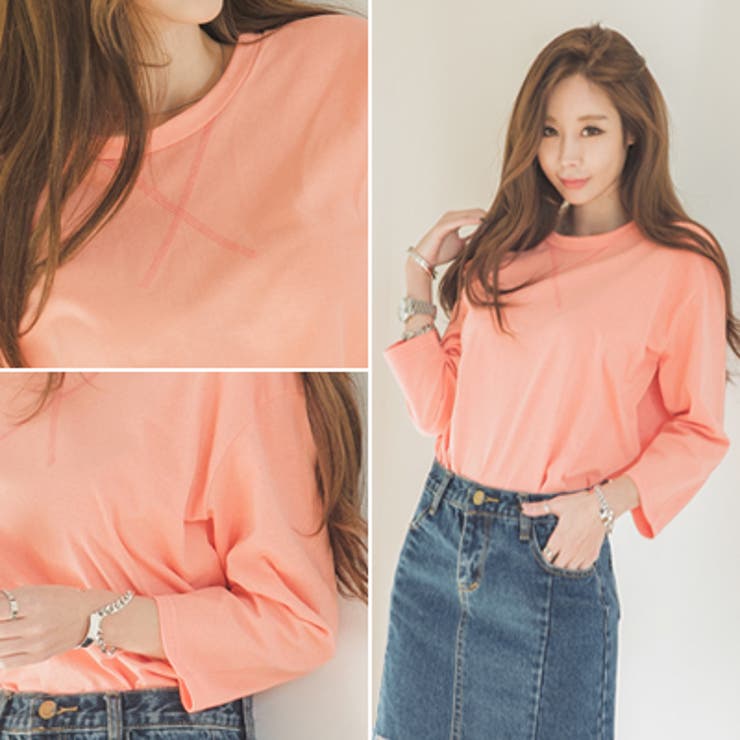 【ts16180】着回しが効くアイテム♪ラウンドネック８分丈Ｔシャツ | KawaiCat | 詳細画像2 