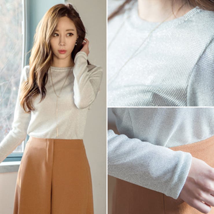 【ts16207】パール感とほのかなシースルーが上品♪パールワッフル長袖カットソ… | KawaiCat | 詳細画像2 