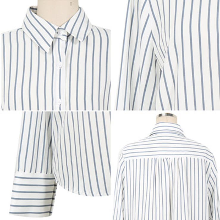【ts16592】爽やかなストライプ柄がポイントアイテムにぴったり♪ストライプ長袖シャツ 爽やかなストライプ柄がポイントアイテムにぴったり♪ストライプ