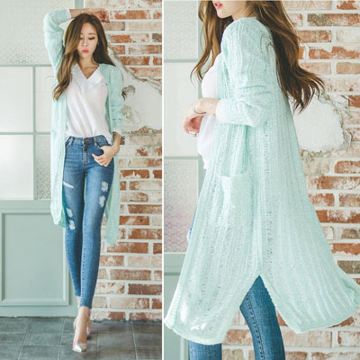 【jk16605】爽やかなカラーで季節感UP♪ロングニットカーディガン | KawaiCat | 詳細画像4 