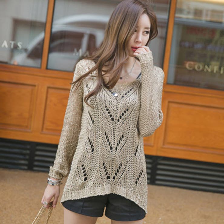 スパンコールがキラキラ光ってオシャレ♪メタルニット長袖カットソー | KawaiCat | 詳細画像6