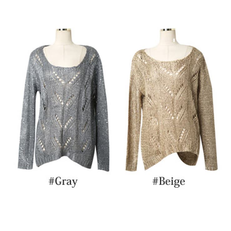 スパンコールがキラキラ光ってオシャレ♪メタルニット長袖カットソー | KawaiCat | 詳細画像7