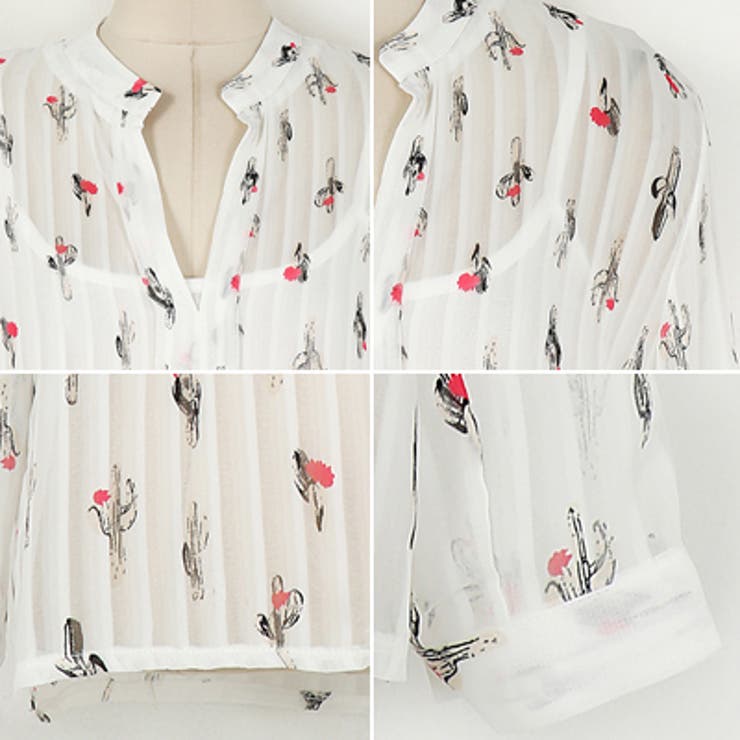 【ts16807】透けて見える素肌が涼しげで爽やか♪Ｖネックシフォン素材ブラウス 透けて見える素肌が涼しげで爽やか♪Vネックシフォン素材