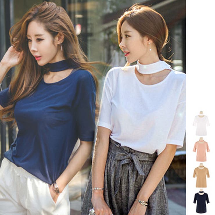 チョーカーのようなデザインがおしゃれ チョーカー風半袖tシャツ 品番 Kw Kawaicat カワイキャット のレディースファッション通販 Shoplist ショップリスト