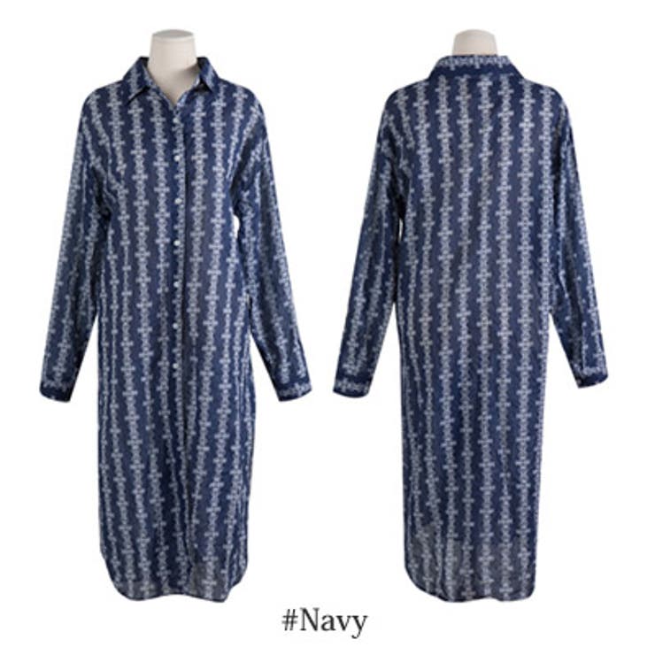 涼しげな素材感で夏にぴったり♪ジュエリーストライプロングシャツ | KawaiCat | 詳細画像7 