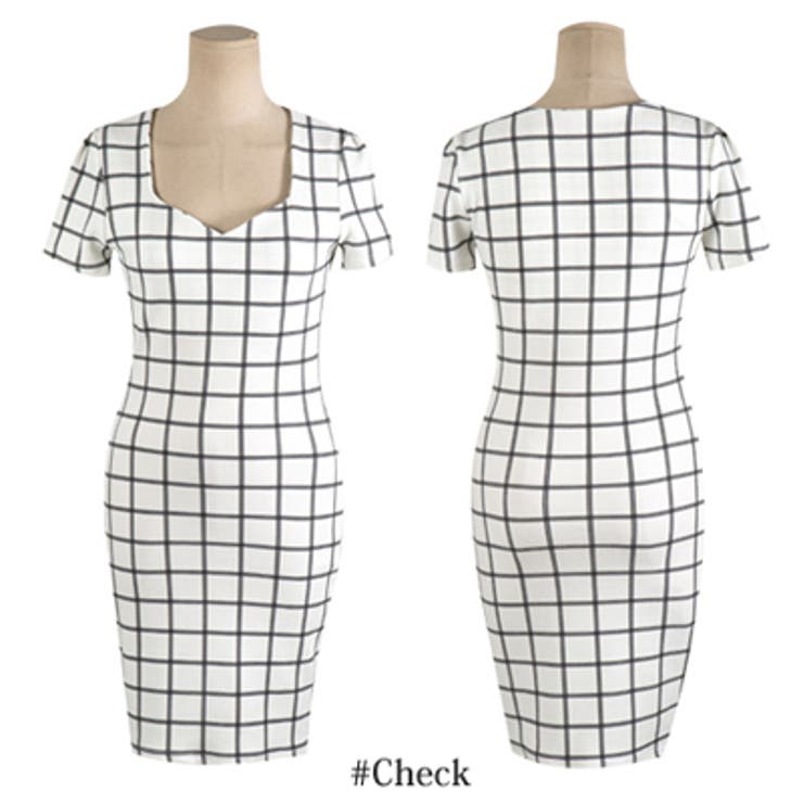 クールでスタイリッシュな魅力溢れる♪ラインチェック半袖ミニワンピース | KawaiCat | 詳細画像7