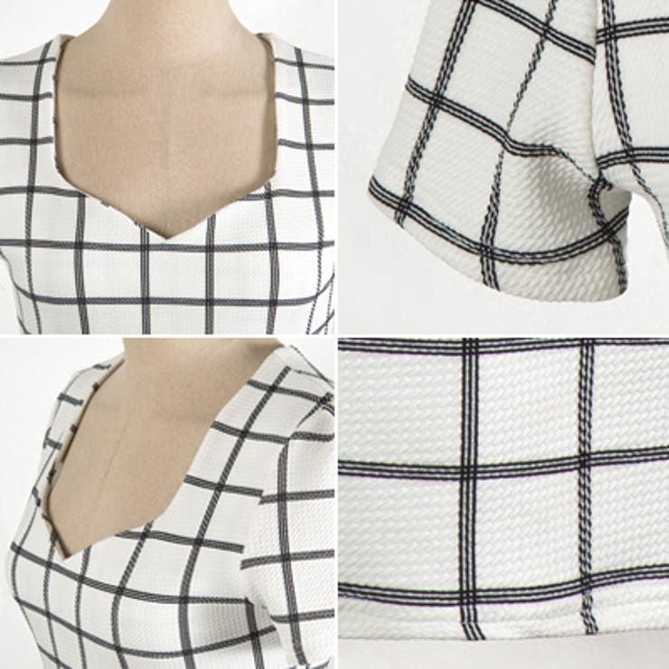 クールでスタイリッシュな魅力溢れる♪ラインチェック半袖ミニワンピース | KawaiCat | 詳細画像8