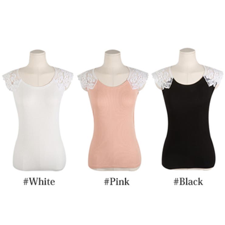 袖のシースルーレスがフェミニン♪袖レースノースリーブトップス | KawaiCat | 詳細画像7