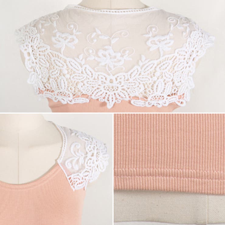 袖のシースルーレスがフェミニン♪袖レースノースリーブトップス | KawaiCat | 詳細画像8