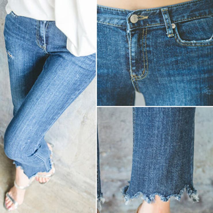 【pt17289】切りっぱなしの裾がポイント♪フレイドヘム９分丈デニムブーツカッ… | KawaiCat | 詳細画像2 