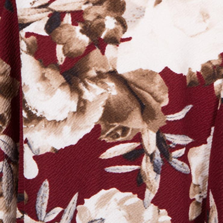 アンティーク調の花柄がポイント♪Vネックラップデザイン花柄長袖フレアミニワンピー… | KawaiCat | 詳細画像9