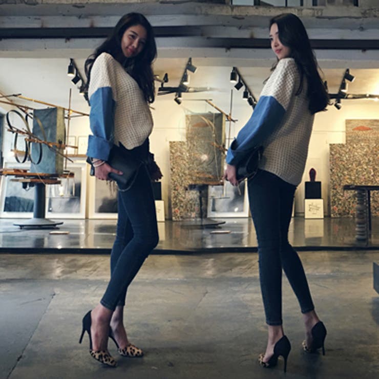 重ね着風コーデが一枚で完成 デニムシャツレイヤードニット セーター 品番 Kw Kawaicat カワイキャット のレディースファッション通販 Shoplist ショップリスト