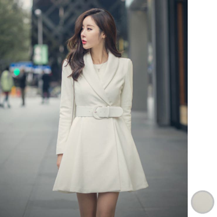 女性らしくフェミニンな印象を与える ワンピース風ミディアム丈フレアコート 品番 Kw Kawaicat カワイキャット のレディースファッション通販 Shoplist ショップリスト