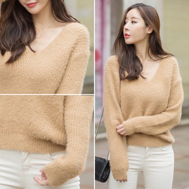 ふわふわしたニットが女性 らしい ベーシック深vネックニットソー 品番 Kw Kawaicat カワイキャット のレディースファッション通販 Shoplist ショップリスト