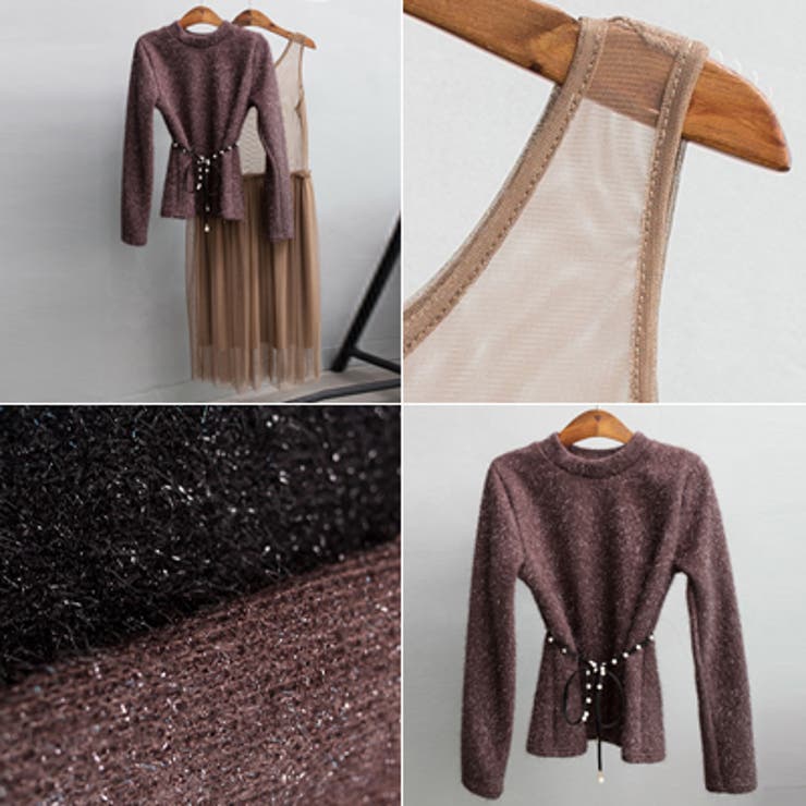 柔らかな雰囲気が漂う♪パールニットソー×チュールワンピースのツーピース | KawaiCat | 詳細画像8 