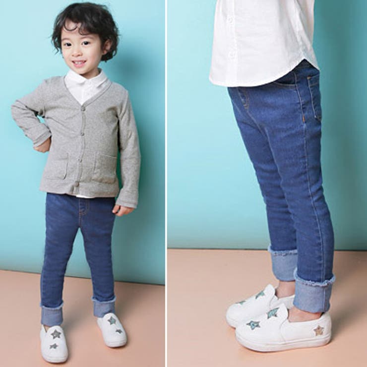 韓国子供服デニムジーパンジーンズパンツカジュアルロールアップウエストゴム男の子女の子子供服男女共用レギンスキッズ100cm110cm120cm130cm140cm