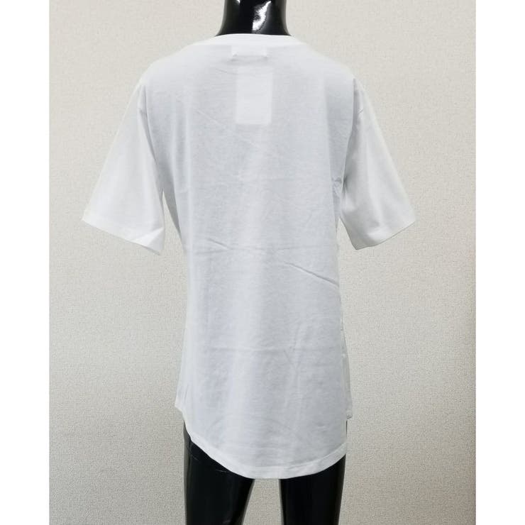 トップスレディース半袖tシャツカットソーラウンドネックフリルユニークスタイリッシュ春夏ブラックホワイト