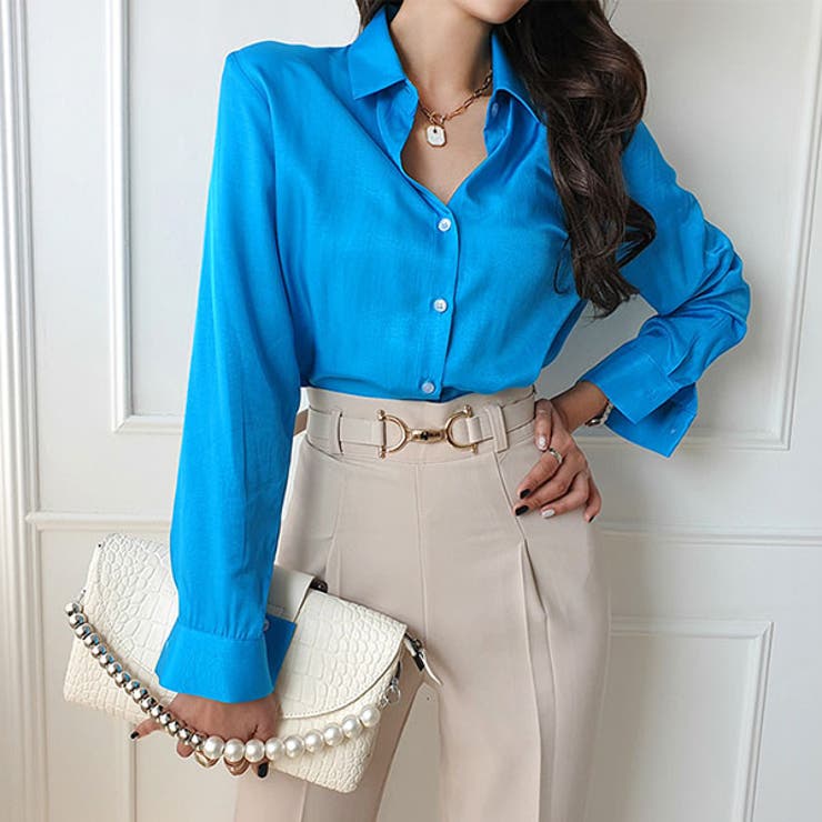 売れ筋商品|||イチ シャツ レディース トップス IHTANYA - Blouse - placid blue Trovata Birds of Paradis Carla Highneck Shirt in Blue/White
