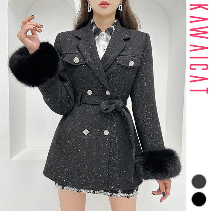 新品　タグ付き　CASA AMICA  カサアミカ　ファージャケット ジャケット レディース フェイクファー[品番：KW000020602