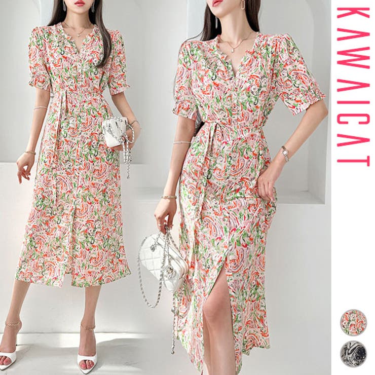 ワンピース Americana / catsew long one-piece M-L ワンピース レディース 柄[品番：KW000021137]｜KawaiCat