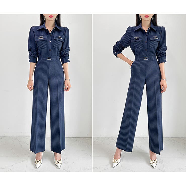 美品❣️ カネコイサオ　セットアップ　シャツ&スカート セットアップ レディース ストライプ[品番：KW000021382