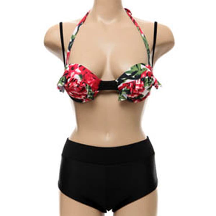 5cmパットグラマラスビキニ♪フラワープリント柄が可愛いレッドビッグフラワーフリ… | KawaiCat | 詳細画像5