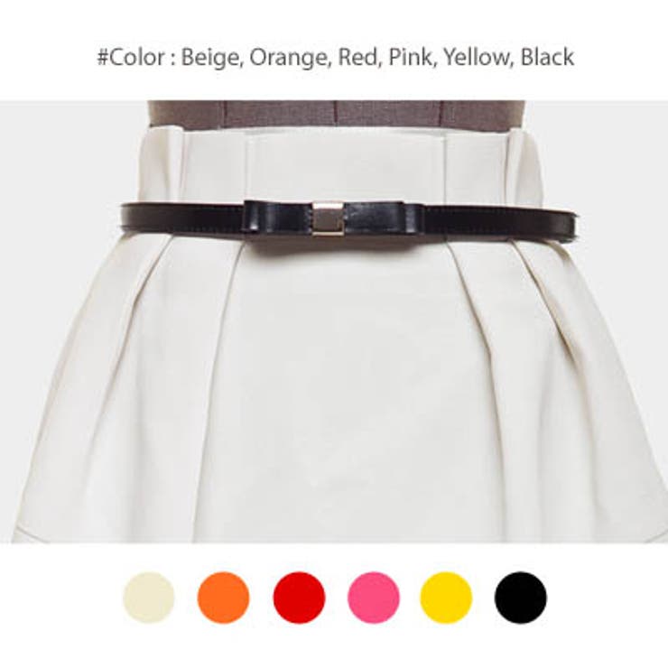 ワンピースやスカートのワンポイントとして使える細いデザインの革リボンベルト | KawaiCat | 詳細画像1 