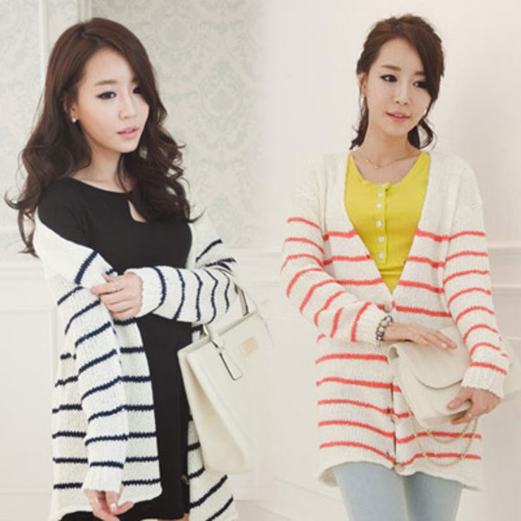 【jk8336】 ルーズなシルエットを演出してくれるカラーボーダーデザインＶネッ… | KawaiCat | 詳細画像3 