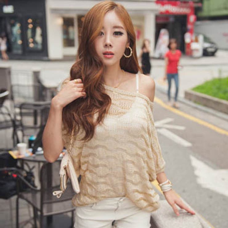 通気性も良く夏まで着用可能!波模様のカジュアルルックな金糸MIXデザインロング… | KawaiCat | 詳細画像3