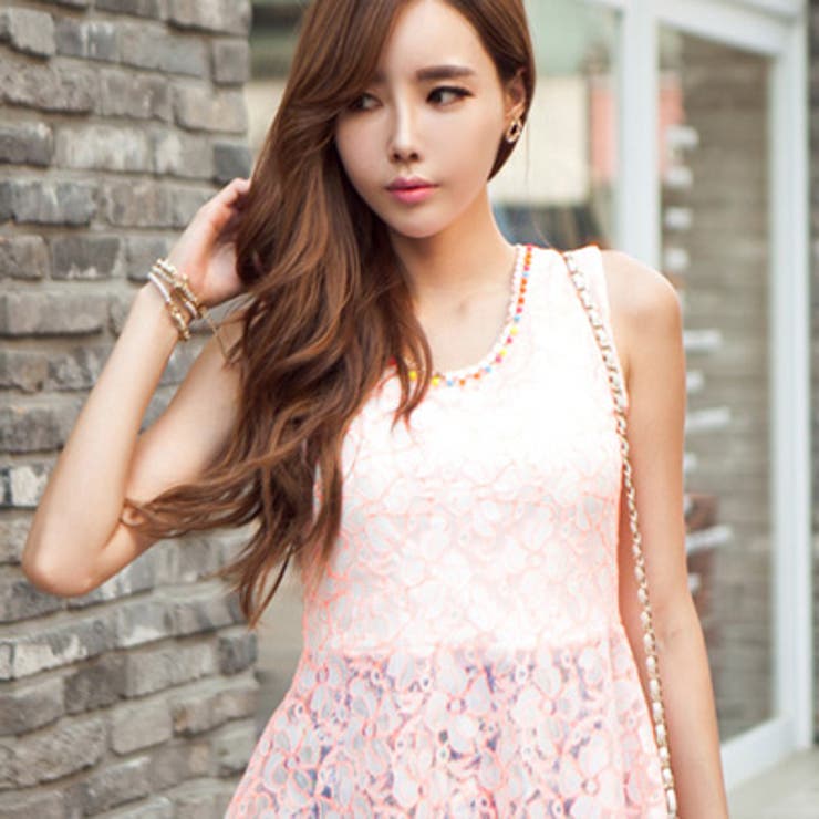 【C style】【ts8951】ネックラインカラフルビーズ装飾ネオンカラーフラ… | KawaiCat | 詳細画像4 