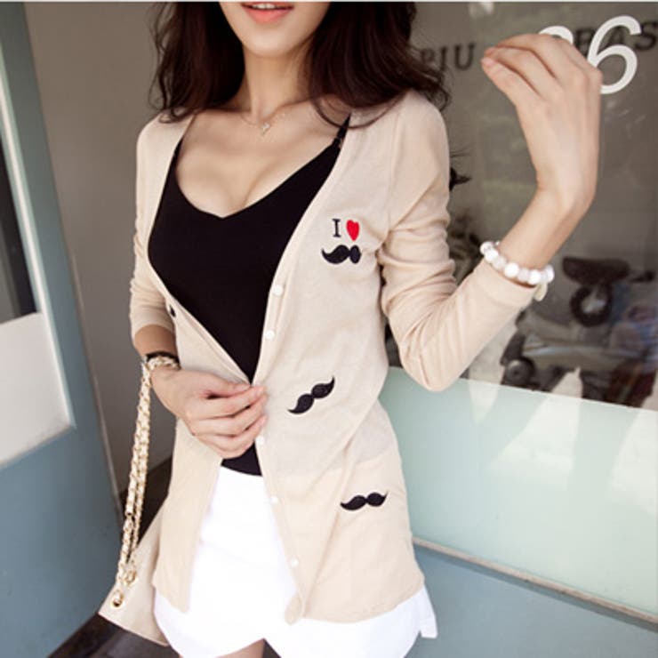 【jk9372】 柔らか素材で着心地の良いヒゲ刺繍ロングカーディガン | KawaiCat | 詳細画像6 