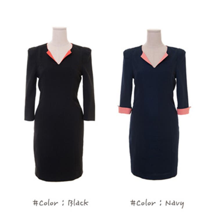 ネックラインと袖部分の配色が目を引くシックなデザインの配色ポイント7分袖シンプル… | KawaiCat | 詳細画像7