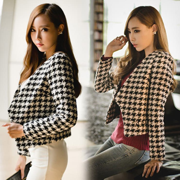 【jk9879】ワンピースにもパンツにもマッチするショート丈デザイン 千鳥柄ノー… | KawaiCat | 詳細画像2 